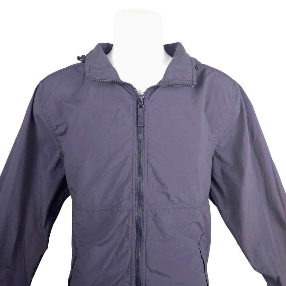 LL Bean Mens Hooded Windbreaker Jacket Navy Blue Full Zip 521506 M REG
